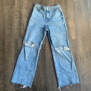 Zara Wide Leg High Rise Full Length Jeans